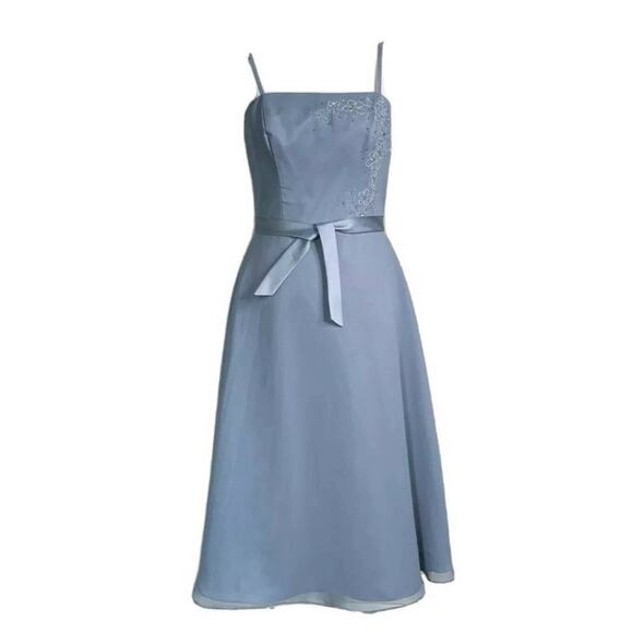 Da Vinci A Line Spaghetti Strap chiffon evening dress light blue sz 10 - Picture 11 of 11